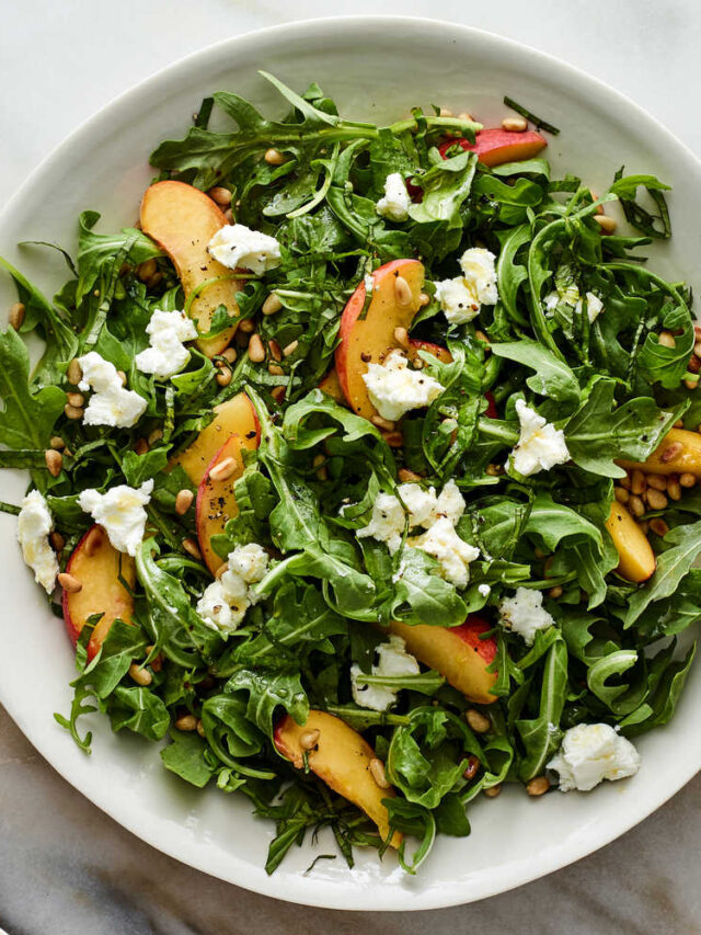 Peach Salad With Arugula, Basil, And Goat Cheese recipe